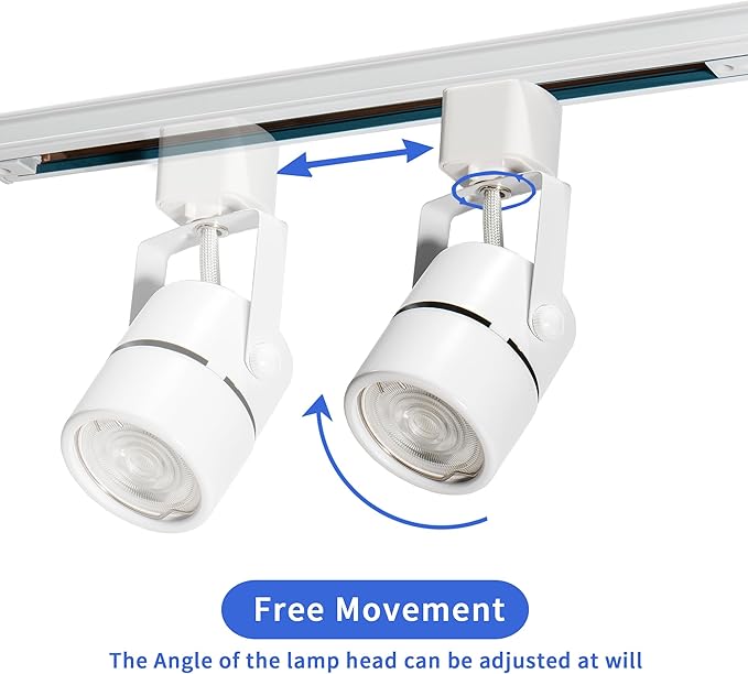 Plug in Track Lighting with Power Cord, 8-Light LED Track Lighting Kit with 6.6FT H Type Track Lighting Rails, Modern Kitchen LED Track Lighting Fixtures Ceiling Spot Light, White