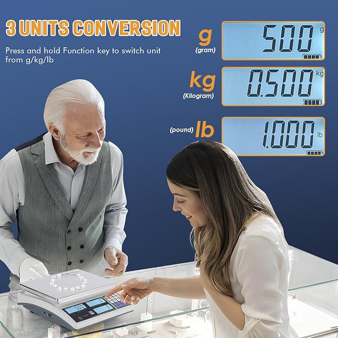 Bonvoisin Industrial Counting Scale Digital Scale for Parts and Coins kg/g/lb Electronic Gram Scale Inventory Counting Scale Industrial Parts Coins Piece Counting Scale (15kg/33lb, 0.1g)