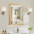 22x30 Inch Bathroom Mirror for Wall, Anti-Rust Oak Wood Grain Metal Framed Bathroom Mirrors for Over Sink,Rectangler Mirrors for Bathroom Vanity, Farmhouse, Bedroom, Living Room, Entryway Decor