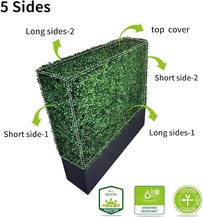 Artificial Boxwood Hedge Wall with Black Stainless Steel Base, Outdoor and Indoor Backdrop Divider Privacy Screen and Decorative Wall for Patio, Balcony, Restaurant, Various Events 48" W*12" D*79" H