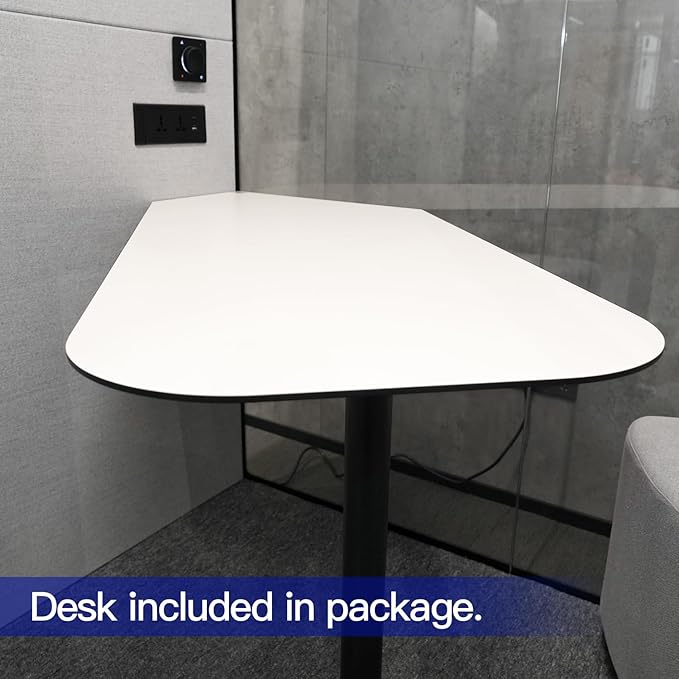 Soundproof Office Pod Booth Black, for 2 Person Meeting Pod, Quiet Meeting Pod with Acoustic Panels, Portable Modular Pod, Privacy Phone Booth for Calling, Personal Workspace H92in W63in D55in