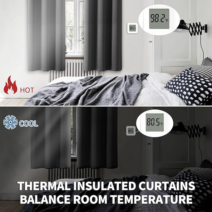 BGment Blackout Curtains - Grommet Thermal Insulated Room Darkening Bedroom and Living Room Curtains, Set of 2 Panels (52 x 120 Inch, Dark Grey)