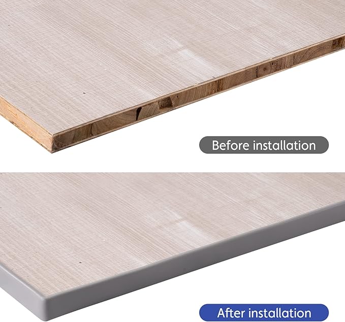 U-Shape Edge Banding, 16.4ft TPE Self Adhesive Veneer Edging Trim Flexible Corner Edge Protector, Furniture Edge Strip for Countertop Table Cabinet Shelve Restoration (12mm, Grey)