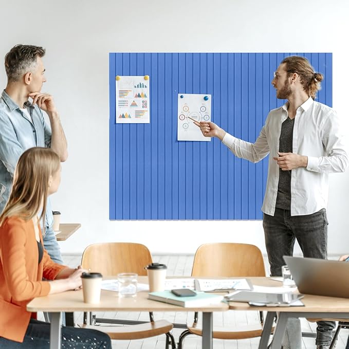 Large Felt Bulletin Board 23x47 Inch, 8pcs Peel and Stick Felt Wall Tiles Modern Push Pin Board for Wall Organization