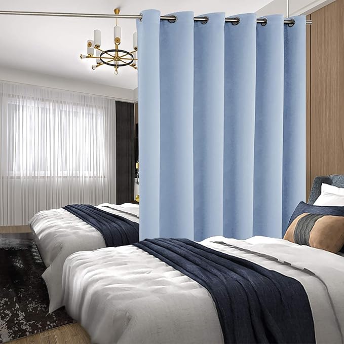 BGment Fashion Sliding Door Curtain 120 X 96 Inches, Wide Thermal Blackout Curtains Room Darkening Room Divider Window Drape, 1 Panel, Spa Blue, 96 Length X Wide 120