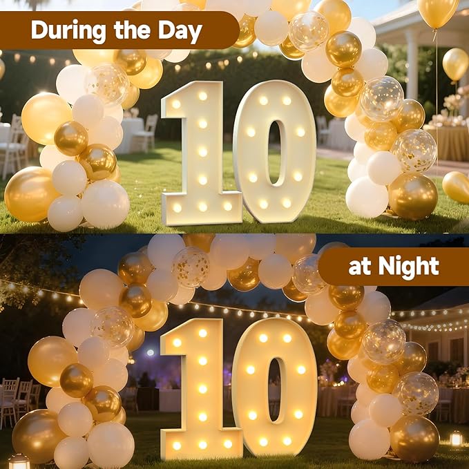 3FT Marquee Numbers 10, Large Light up Number 10 for Birthday Party Supplies, Sign, Backdrop, Happy 10th Birthday Decorations