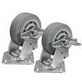 5'' × 2'' Caster Wheels, Heavy Duty Industrial Casters, Rubber Wheels with Roller Bearing, Load 700lbs per Swivel Caster for Cart Dolly Toolbox Trolley (2 Brake)