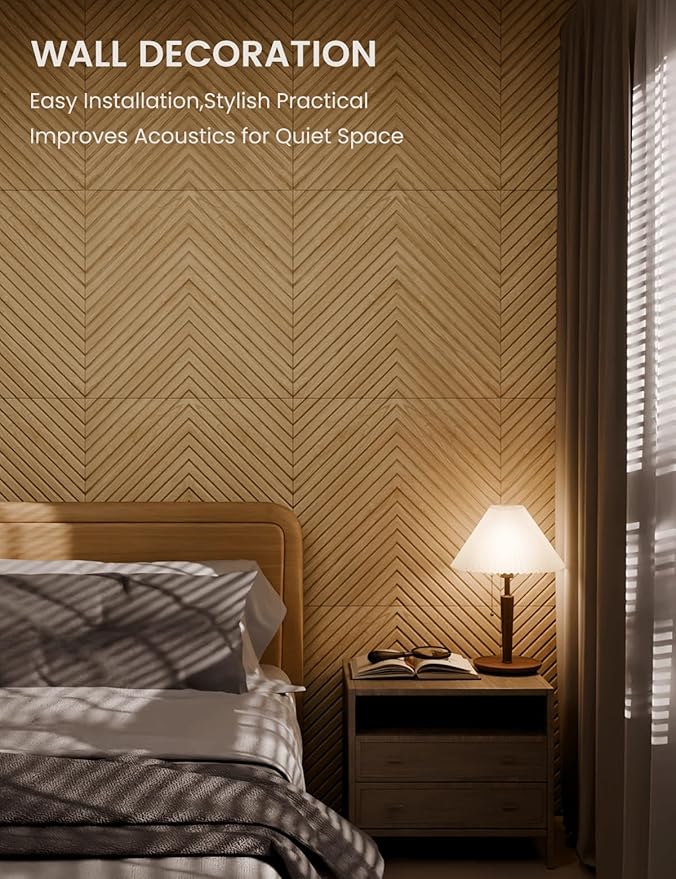 Large Felt Bulletin Board,Cork Board Alternative 70.87'' x 47.24'' Art Acoustical Wall Panels-6 Pack with 60 Adhesive Tabs,for Recording Studio/Home Offices-Natural Oak/Pyramid