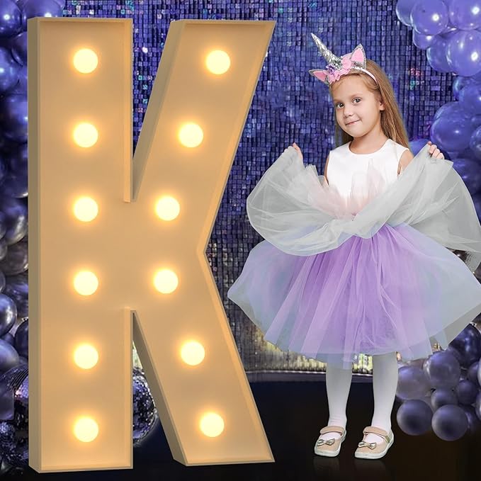 Marquee Letters 4 Feet Tall, 4FT Large Light up Letters K, Big Sign K with Warm White Light for Birthday Wedding Proposal Engagement Graduation Party Backdrop Decorations