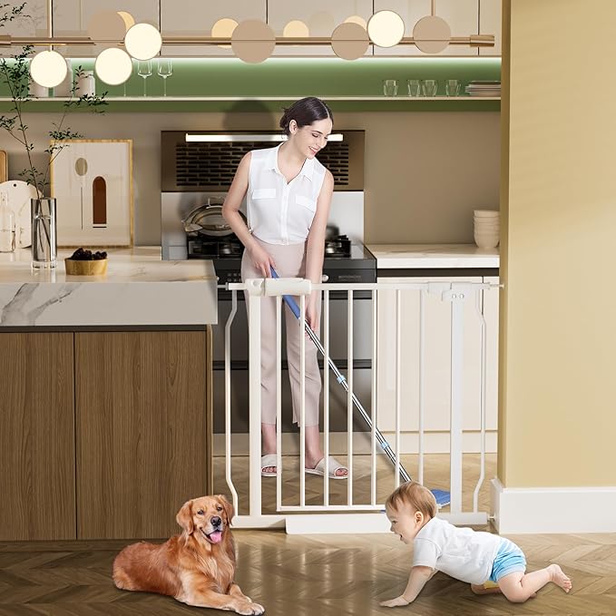 HOOEN Extra Wide Baby Gates 67-71.5 Inch Child Safety Gates for Stairs Doorways Hallway Indoor Pressure Mounted Walk Through Gate for Kids or Pets
