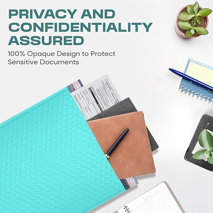 Teal Small Bubble Mailers 4x8 Inch #000 | Thick Padded Poly Bubble Mailer Envelopes | 500 Pack Bulk | Trading Card Sports Card Shipping