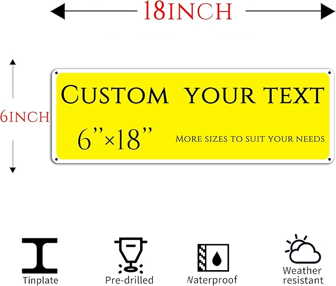 Custom Sign, street signs customized，Aluminum Weatherproof Metal Sign Multiple Sizes, Customize for House numbers, bars, cafes,Business, Workplace, office, Home, Delivery Signs(6 * 18 Inch)