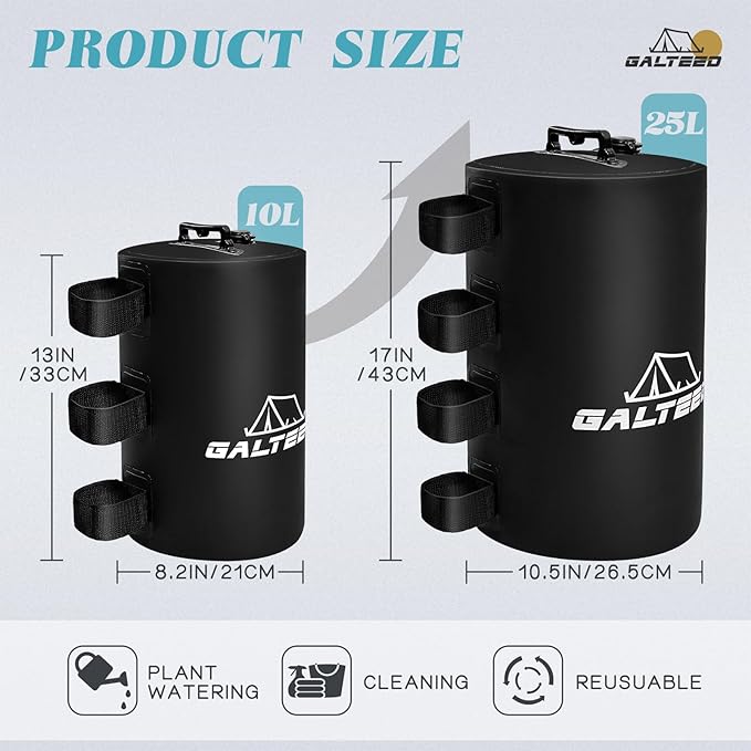 Canopy Water Weights Bag,176LBS Tent Weights Set of 8 Canopy Leg Weights for Pop Up Canopy,Canopies,Tent,Gazebo,Black,10L/PC