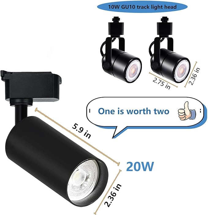 H Type LED Track Lighting Heads Kit, 24 Heads 3000K Warm White with 26.2FT Track Rail, 20W 2700lm High Brightness, Angle Adjustable Track Light