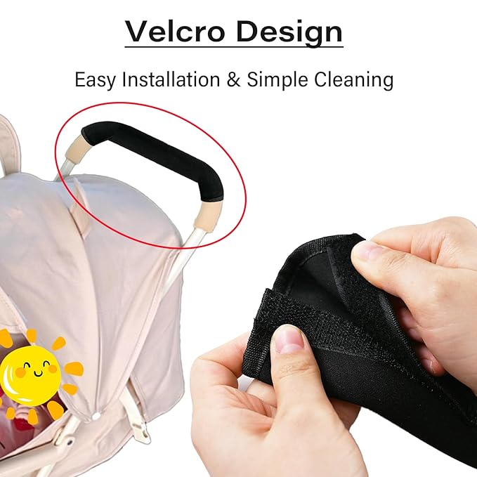 2Pcs 13.38 * 5.51inches Stroller Handlebar Cover,Pushchair Armrest Handle Protector Cover,Pram Bumper Bar Dustproof Handle Gloves Replacement Removable Universal Protective Case Grip Bar Covers