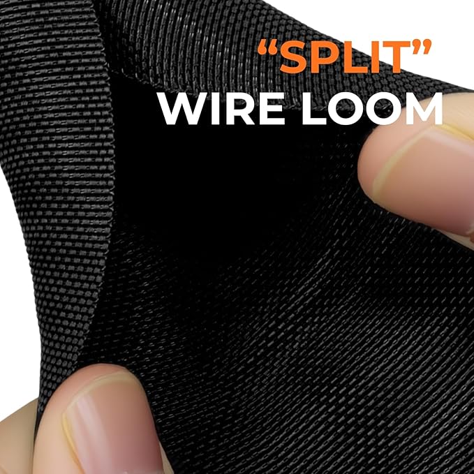 1/2 inch Split Braided Cable Management Sleeve for USB Cable Power Cord Audio Video Cable, High-Temperature Automotive Harness Wire Loom Cord Protector from Cat Dog Chewing (Black, 10FT)