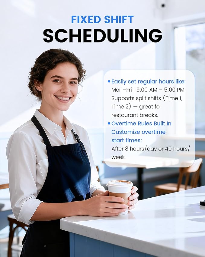 NGTeco Standalone Time Clock, Fingerprint & PIN Time Clocks for Employees Small Business Without WiFi & Software, Clock in and Out Machine for Employees, No Monthly Fee