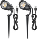 HIBOITEC 12W Spot Lights Outdoor 120V Landscape Lighting Waterproof Spotlight with 4.9ft 3-Plug LED Plug in Landscape Lights for Yard Gardern Decorations 5000K 2Packs