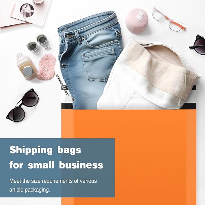 Famagic 200pcs Poly Mailers 10x13 Inch Shipping Bags Orange Shipping Envelopes Self Seal Mailers Bags Waterproof and Tear-Proof Packaging Bags