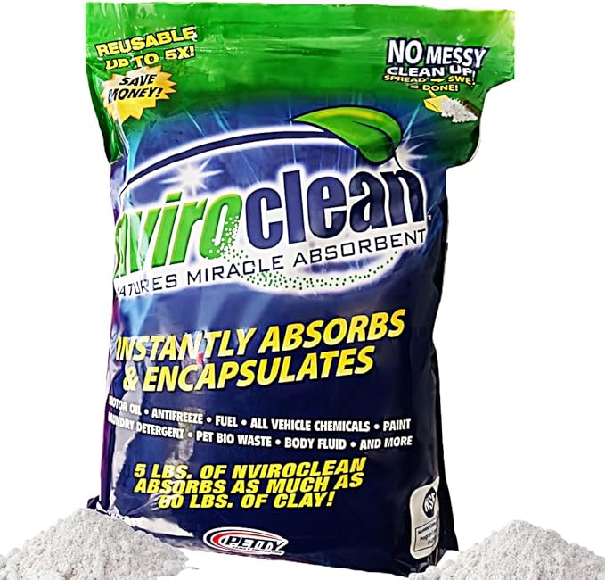 5 LB (Pack of 1) Super Absorbent & Encapsulant Spill Cleanup up to 24lbs, for Home, Commercial, & Industrial Use for Oil, Antifreeze, Food, Paint, Pet Waste, Body Fluids & More
