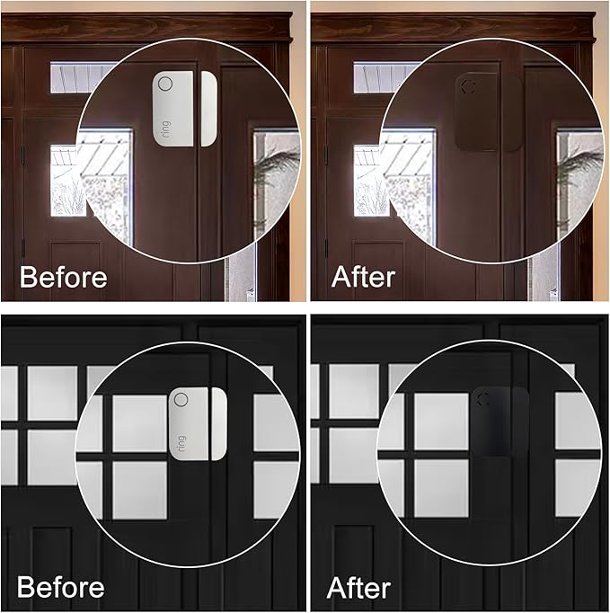 Door Sensor Cover Compatible with Ring (Color Matching), Snap-On Design for Ring 1st/2nd Gen Sensors, Strong Protective to Hide White Sensor, Upgrade Home Security Aesthetics - Black