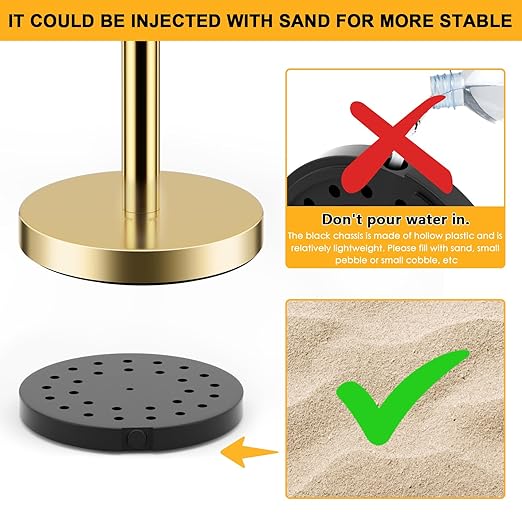 LOVMOR 12Pcs Gold Stanchion Posts Queue with 8pcs Red Velvet Rope, Crowd Control Barriers Queue Line Rope, Crowd Control Stanchion for Party Supplies