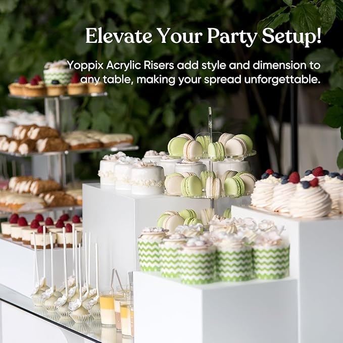 YOPPIX 13.8" Extra Large Size Buffet Risers, Dessert Table Display Set, Acrylic Display Stands, Display Stand Shelf for Catering Dessert Collectibles Jewelry Figures Show, Cube Display Nesting Risers