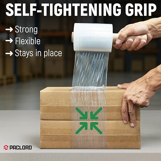 5" x 1000' Industrial Strength Mini Stretch Wrap Rolls with Extended Core Handles, Ready to Use Pack of 2 Clear Stretch Film Rolls, 80 Gauge, 500% Elongation - Shrink Wrap for Moving, Packing