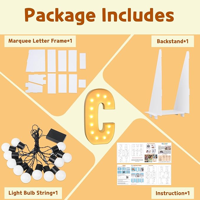 imprsv Light Up Letters, 4FT Marquee Letters for Birthday Wedding Engagement Party Decor, Large Marquee C for Party Decoration Arch Kit Decorations
