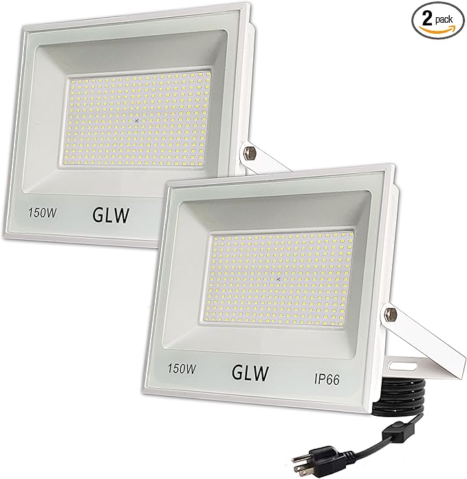 150W LED Flood Lights Outdoor 2 Pack,13000LM Super Bright Security Light, IP66 Waterproof Outdoor Floodlight,6500K Daylight White Exterior Spot Lights for Yard,Backyard,Stadium