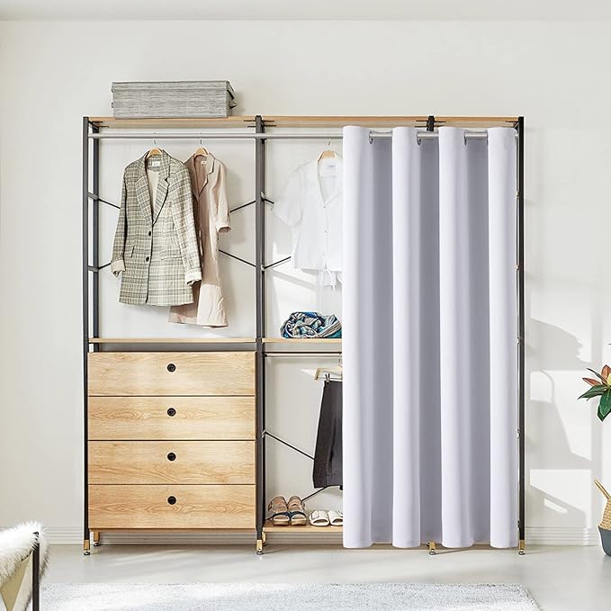 ChrisDowa Blackout Door Curtains for Doorway Privacy, Grommet Closet Curtain for bedroom closet door, Thermal Insulated Temporary Door Cover Room Divider Curtain (1 Panel, Greyish White, 42 x 80 Inch)