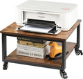 Under Desk Printer Stand - 2-Tier Industrial Mobile Printer Table with Storage Shelf, 19.7''x19.7''x12.6'' Heavy Duty Wood Rolling Printer Cart with Wheels for Home and Office,Rustic Brown