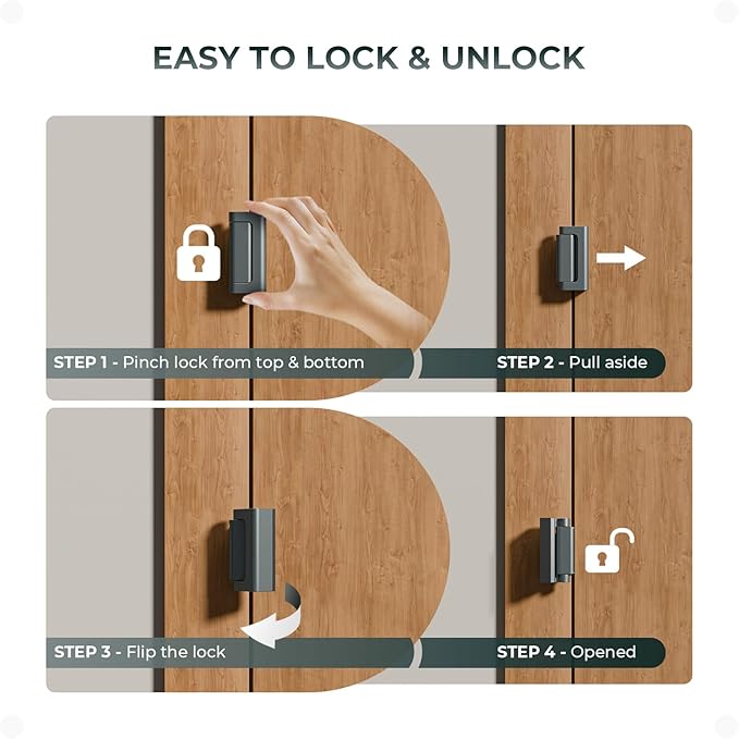 5Pack Home Security Door Reinforcement Lock Childproof, Door Lock for Kid Safety, Door Latch Stopper for Front Door Inside Top of Door, Aluminum Construction Finish