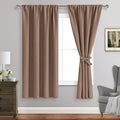 JIUZHEN Blackout Curtains for Bedroom - Thermal Insulated Room Darkening Rod Pocket Curtains for Living Room, Set of 2 Panels with Tiebacks, 38 x 63 Inch Length, Cappuccino