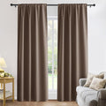 PONY DANCE Blackout Curtains for Bedroom 90 inches Long 2 Panels Set, Thermal Insulated Rod Pocket Black Out Window Drapes, Noise Reducing Window Treatment for Living Room(W42 x L90 inch, Mocha)