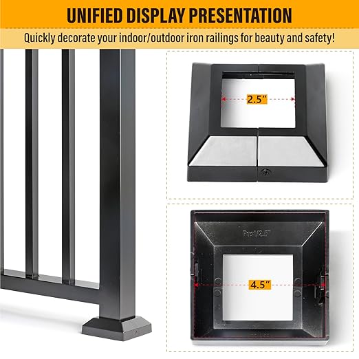 2.5"x2.5"（Actual: 2.5"x 2.5"） Deck Post Base Cover Decorative Post Base Trim Skirt Black Aluminum 8Pack