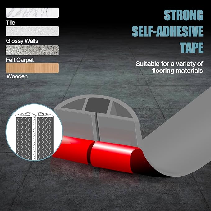 Floor Cord Cover Self Adhesive Cord Hider,10FT Cable Management, Extension Strip Protector for Wires, Prevent Cable Trips for Offices, Gyms, Exhibitions Cavity:0.51"(W) x 0.3"(H) Gray