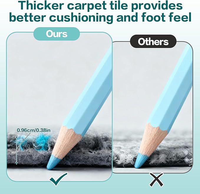 jxgzyy Soft Carpet Tiles 20×20 Inch, 0.38'' Padded Carpet Squares, Non-Adhesive Carpet Flooring with Textured Silicone Back, Easy DIY Seamless SplicingTiles for Studio, 12 Pcs/32.3 Sqft