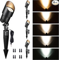 Landscape Spotlights Low Voltage - 2700K/3000K/3500K/4000K/5000K Selectable Uplights, 12V Wired LED Spot Lights Outdoor Waterproof, Aluminum Black for Outside Trees Wall 4 Pack