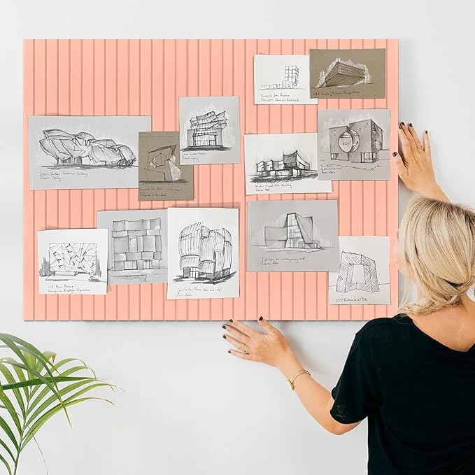 Large Felt Bulletin Board 23x47 Inch, 8pcs Peel and Stick Felt Wall Tiles Modern Push Pin Board for Wall Organization