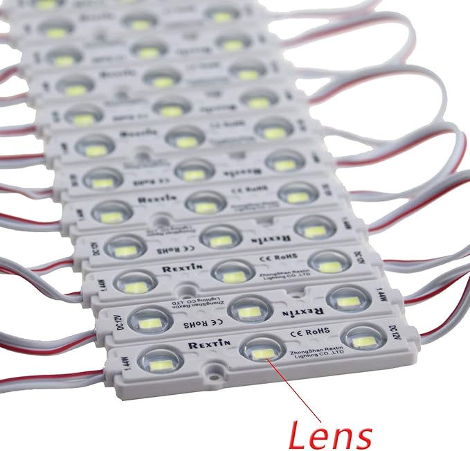 Rextin Super Bright 200pcs 3 LED Module White 5630 5730 SMD 40-45LM Per led Waterproof Decorative Light for Letter Sign Advertising Signs with Tape Adhesive Backside