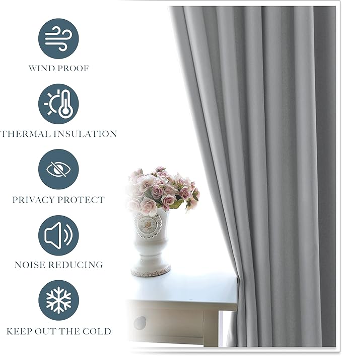PONY DANCE Curtains for Living Room - Window Covering Curtains and Drapes Modern Design Drapes Energy Efficient for Bedroom Home, 34" W x 72" L, Silver Grey, Set of 2