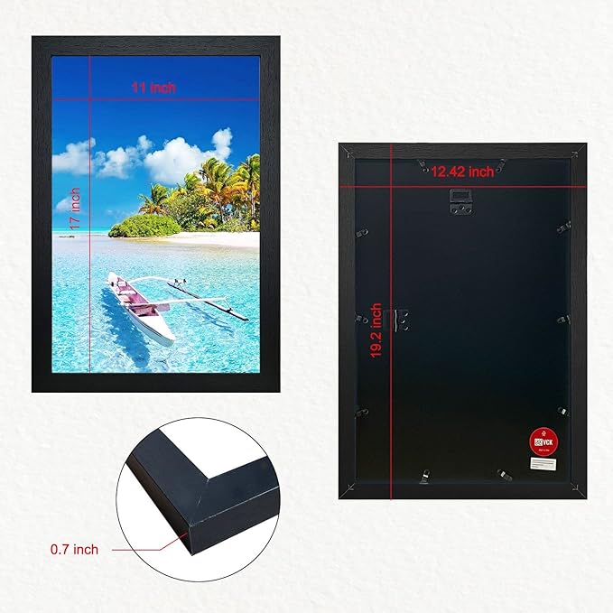 VCK Poster Frame 11x17 Black Set of 5,Solid Wood Picture Frame for Wall Mounting Hanging Art and Puzzles