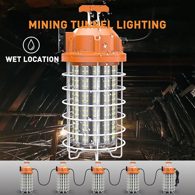 NS 150W High Bay Temporary LED Work Light 23550Lm 5000K Daylight White with Indoor and Outdoor Hook Portable Hanging Lighting for Construction Job Site¡­