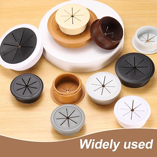 uxcell 4 Pcs Desk Grommet, 2.09 inch 53mm Desk Cable Hole Cover Wire Hole Insert for Home Office Table Cabinet Cord Organizer, Beige
