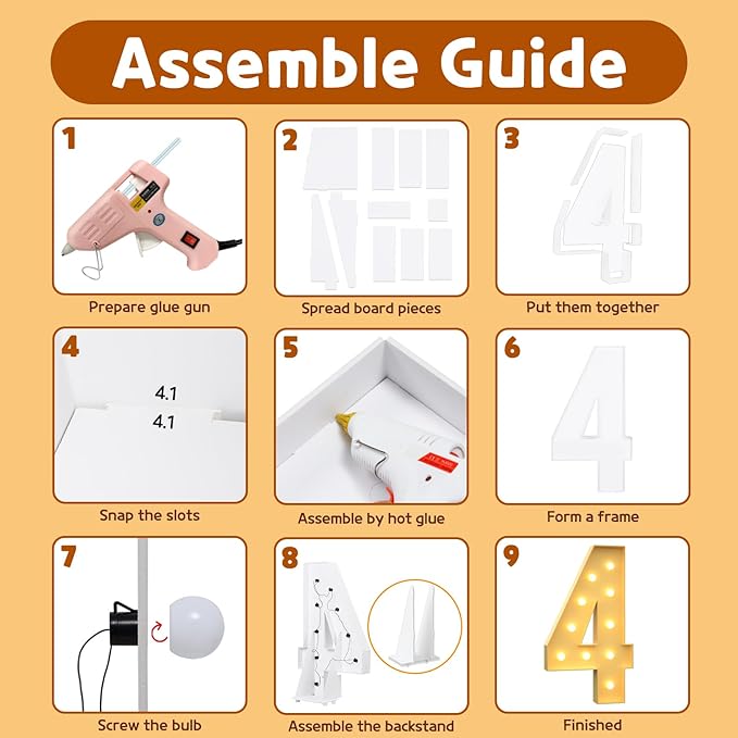 Imprsv 4FT Light Up Numbers & Letters, Marquee Numbers for 40th Birthday Decorations, Anniversary Party Decor, Pre-Cut Foam Board Kit