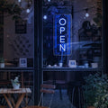 Vertical LED Open Sign - UV printing Pattern, LED Open Signs for business – USB Powered Neon Wall Light, Neon Sign for Shop, Window, or Business Use (7x16.5'', Blue)
