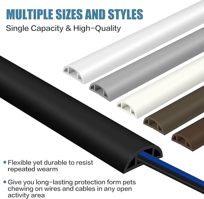 Floor Cord Covers for Wires 10FT Cable Hider Wire Coverr Self Adhesive Cord Hider Floor for Offices, Homes, Workshops, Warehouses Cable Cavity 0.47" W x 0.27" H
