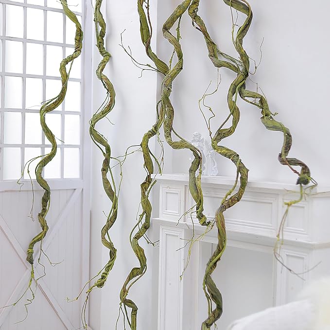 118inch Large Bendable Artificial Wall Hanging Grape Vines Craft Cherry Blossom Greenery Plants Thick Tree Trunk Creeper Wire Branches Twigs Garland For Reptile Climbing Halloween Garden Decoration