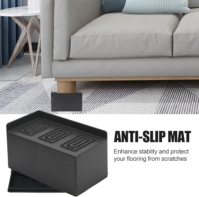 Bed Risers 5 inch, 8 Pack Oversized Extra Large 7x4inch Post, 11000lbs Heavy Duty Couch Risers, L Shape Wide Opening Extra Large Furniture Risers for Bed, Couch, Sofa, Table, Chair